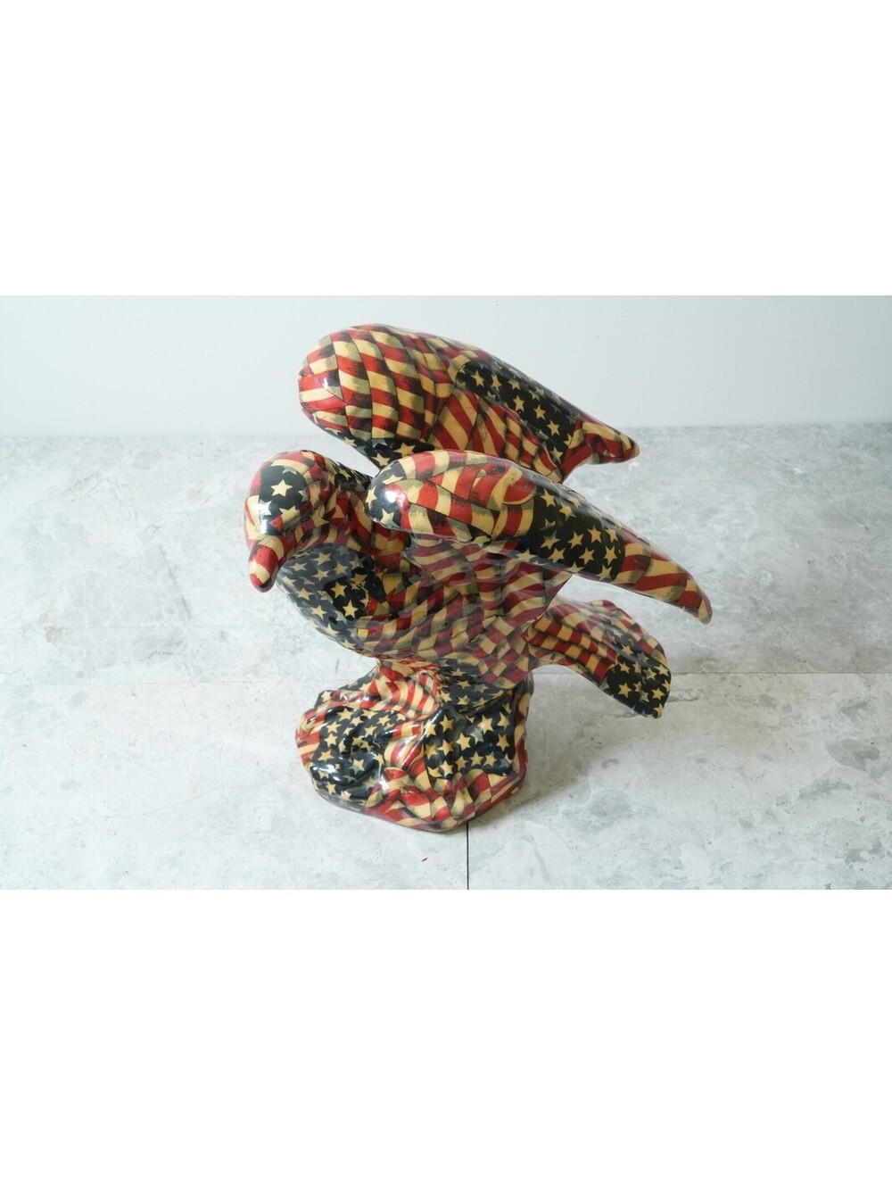 American Flag Bald Eagle Sculpture Stars And Stripes Folk Art Decor Statue